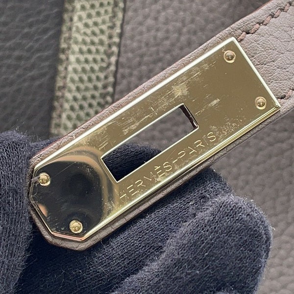 エルメス バーキン30 クラブ エタン/グラファイト/シャンパンゴールド金具 トリヨンクレマンス/リザード □P刻印 HERMES Birkin