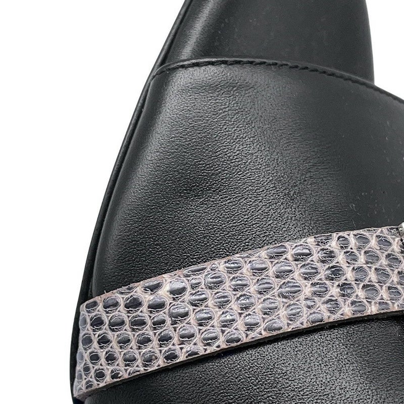 エルメス サンダル ジジ 50 カーフレザー リザードナチュラ レディースサイズ36 HERMES 靴 黒