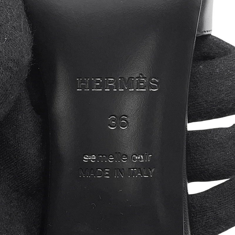 エルメス サンダル ジジ 50 カーフレザー リザードナチュラ レディースサイズ36 HERMES 靴 黒