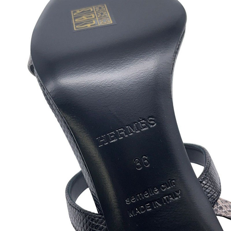 エルメス ミュール グラムール リザード レディースサイズ36 HERMES 靴 サンダル 黒