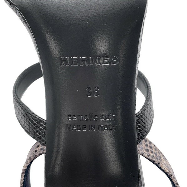 エルメス ミュール グラムール リザード レディースサイズ36 HERMES 靴 サンダル 黒
