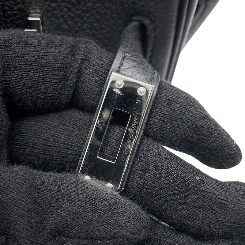 エルメス バーキン25 ブラック/シルバー金具 トゴ Y刻印 HERMES Birkin ハンドバッグ 黒