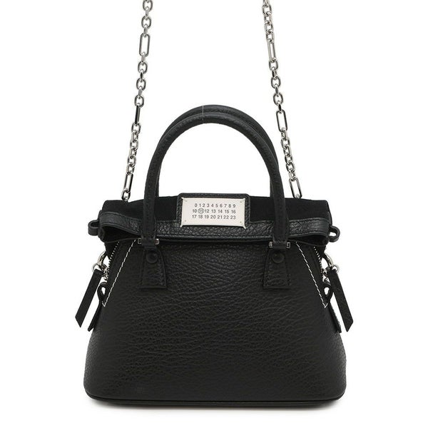 メゾンマルジェラ ハンドバッグ 5AC マイクロ カーフレザー/コットン S56WG0081 2way 黒