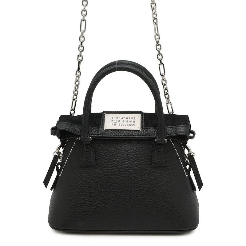 メゾンマルジェラ ハンドバッグ 5AC マイクロ カーフレザー/コットン S56WG0081 2way 黒