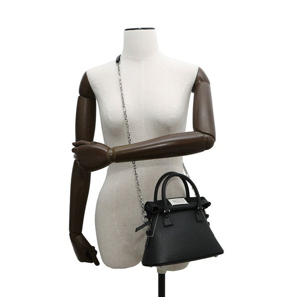 メゾンマルジェラ ハンドバッグ 5AC マイクロ カーフレザー/コットン S56WG0081 2way 黒