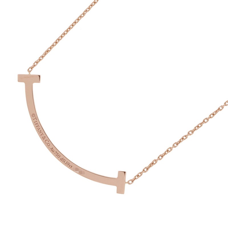 ティファニー ネックレス Tスマイル ペンダント ミディアム ダイヤ 10P 計0.19ct K18PG 74957218 Tiffany&Co.