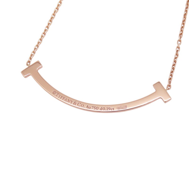ティファニー ネックレス Tスマイル ペンダント ミディアム ダイヤ 10P 計0.19ct K18PG 74957218 Tiffany&Co.