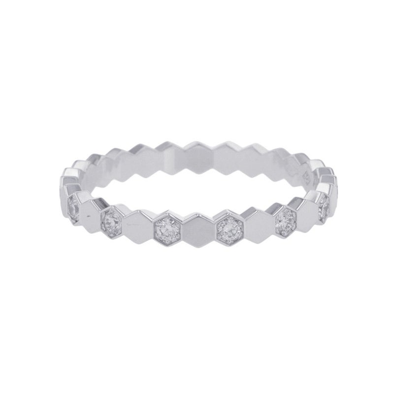 ショーメ リング ビー ドゥ ショーメ ダイヤ 14P 計0.21ct K18WG サイズ52 081890 Chaumet 指輪 ビー マイ ラブ ハニカム