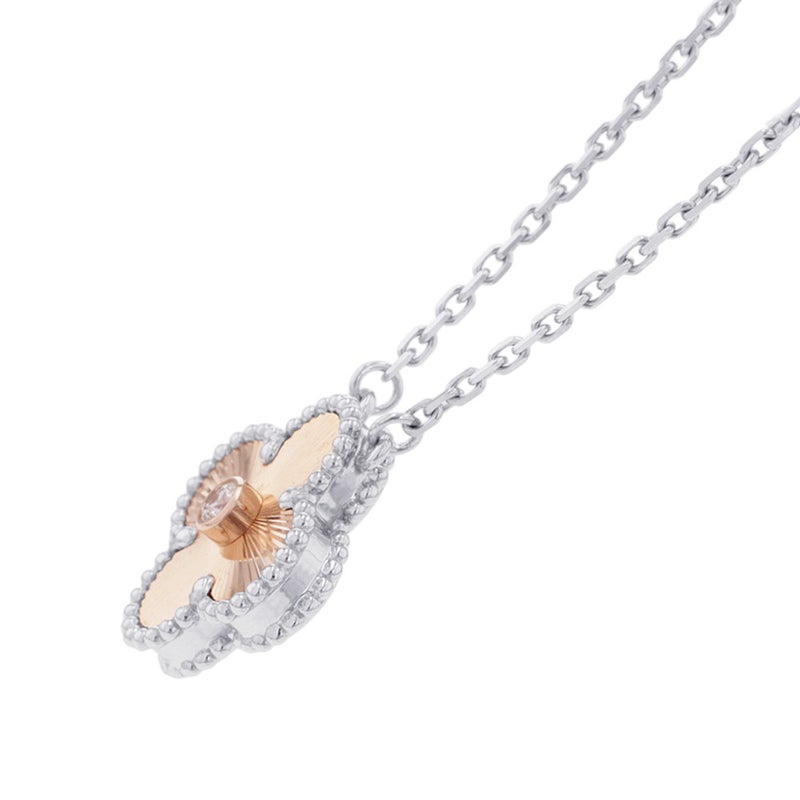ヴァンクリ ネックレス ヴィンテージ アルハンブラ ギヨシェ ダイヤ 1P K18WG/K18PG VCARPNTH00 2024年ホリデー限定