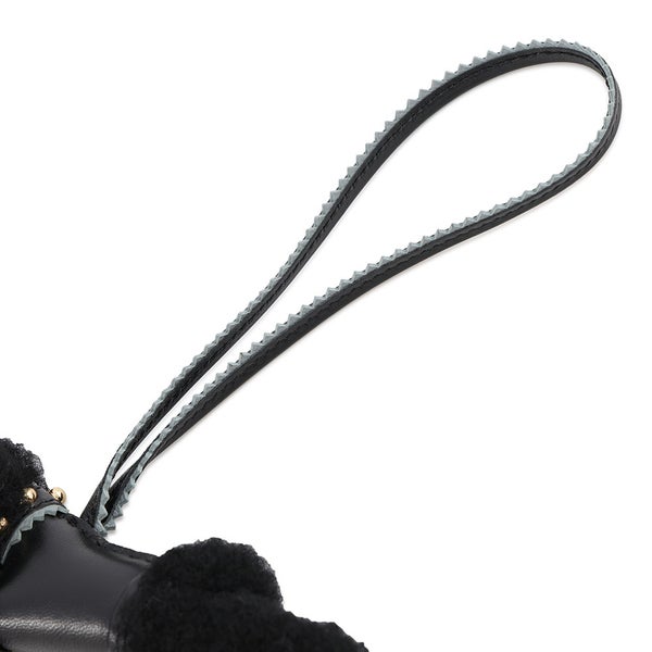 エルメス バッグチャーム バディ エピック ブラック/ゴールド金具 ラムスキン/ムートン G刻印 黒