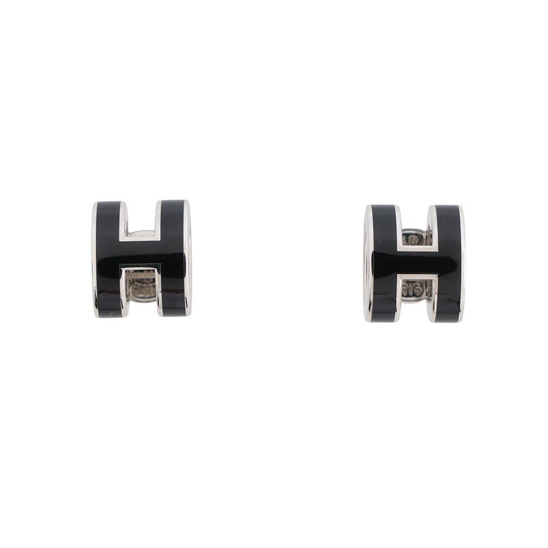 エルメス ピアス ミニ・ポップアッシュ ブラック/シルバー金具 HERMES アクセサリー 黒