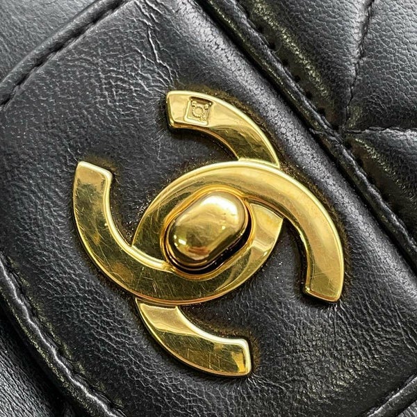 シャネル ハンドバッグ 親子バッグ マトラッセ ココマーク ラムスキン CHANEL バッグ 黒
