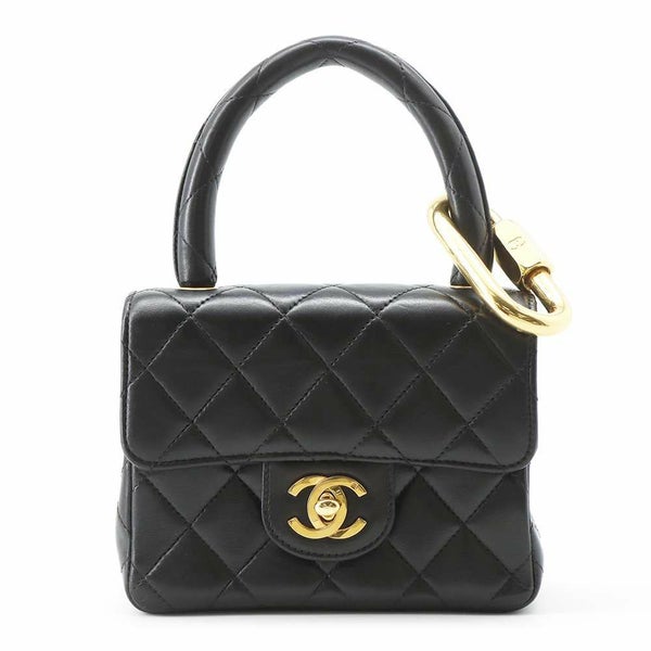 シャネル ハンドバッグ 親子バッグ マトラッセ ココマーク ラムスキン CHANEL バッグ 黒