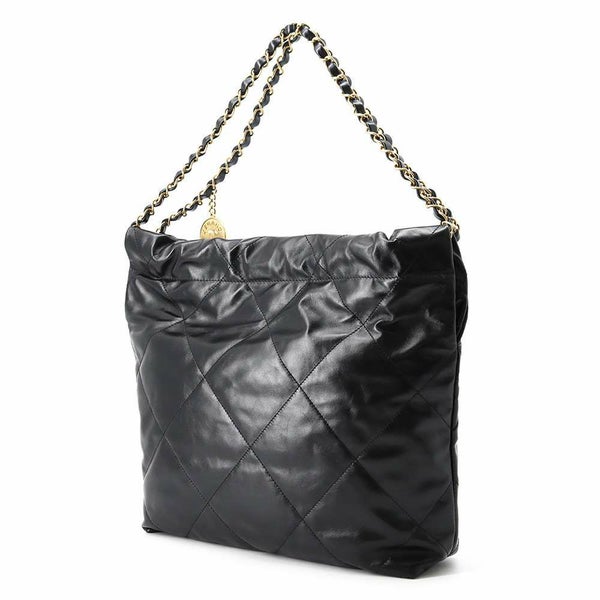 シャネル ハンドバッグ CHANEL 22 マトラッセ スモール シャイニーカーフ AS3260 ポーチ付き 黒