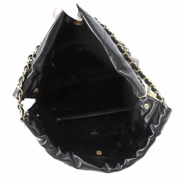 シャネル ハンドバッグ CHANEL 22 マトラッセ スモール シャイニーカーフ AS3260 ポーチ付き 黒