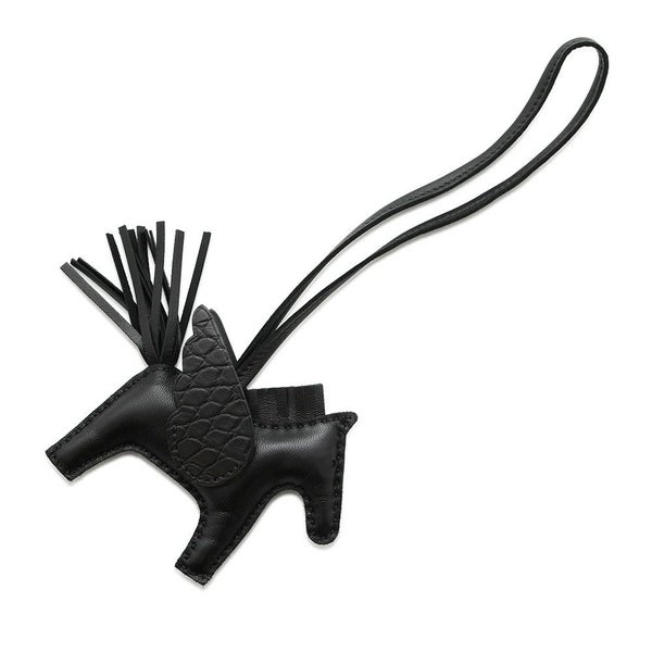 エルメス バッグチャーム ロデオPM ペガサス タッチ ブラック ラムスキン/アリゲーターマット Z刻印 HERMES 黒 ソーブラック