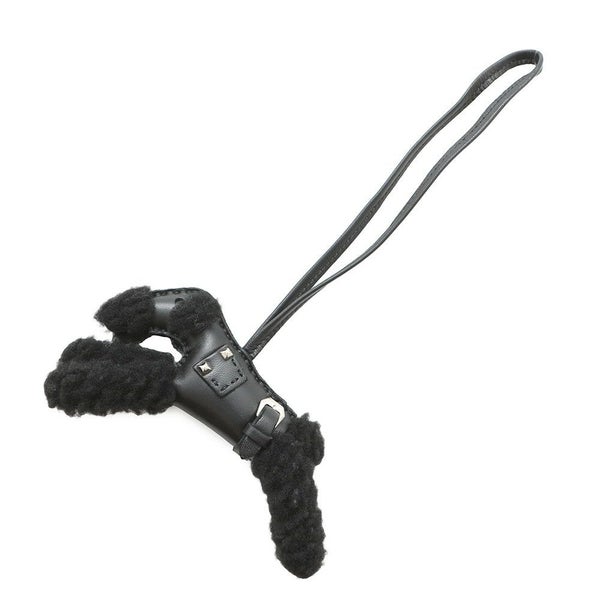 エルメス バッグチャーム バディ パンク ブラック/シルバー金具 ラムスキン/ムートン B刻印 黒