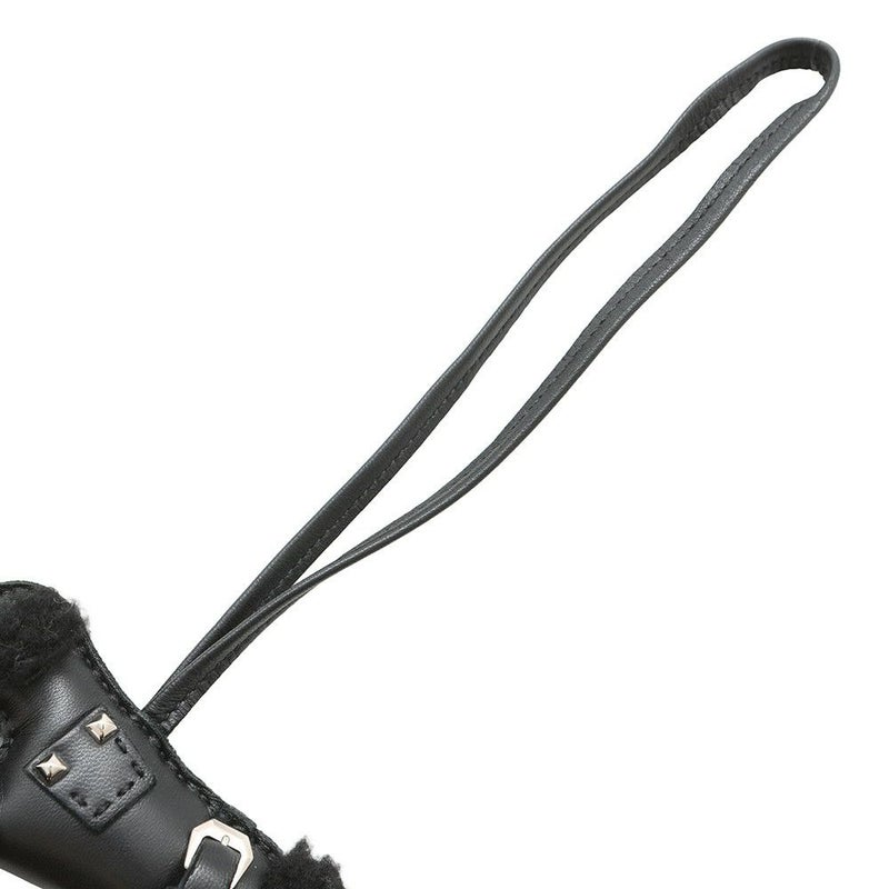 エルメス バッグチャーム バディ パンク ブラック/シルバー金具 ラムスキン/ムートン B刻印 黒