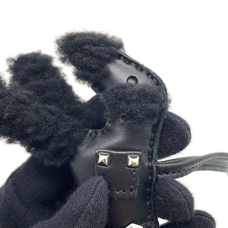 エルメス バッグチャーム バディ パンク ブラック/シルバー金具 ラムスキン/ムートン B刻印 黒