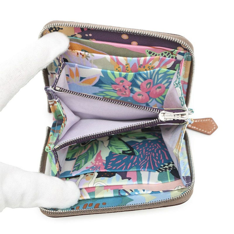 エルメス コインケース アザップコンパクト シルクイン エトゥープ/シルバー金具 エプソン K刻印