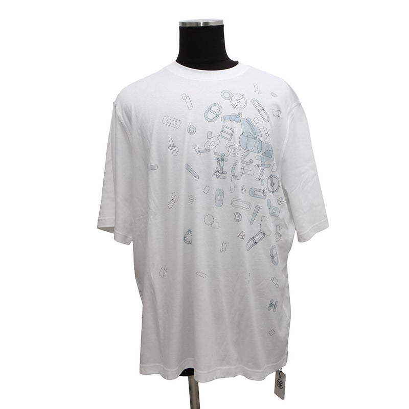 エルメス Tシャツ フラグメント・エクエストレス Fragments Equestres メンズサイズXXL HERMES トップス 白