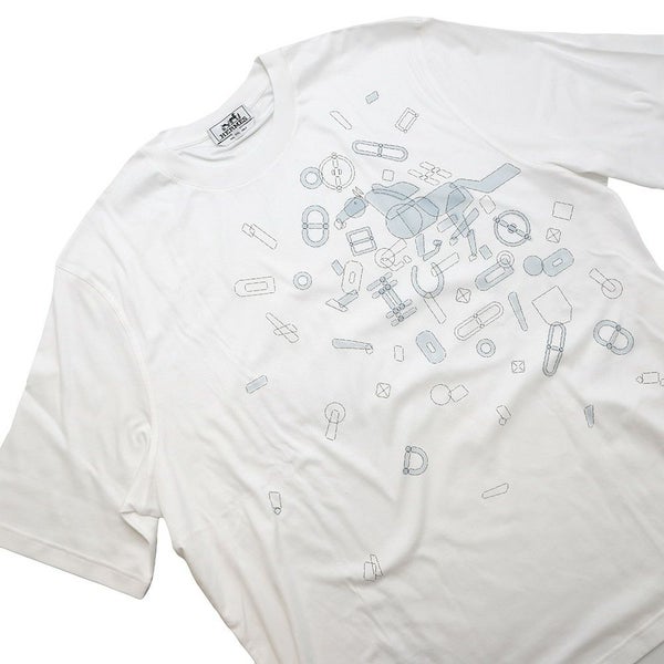 エルメス Tシャツ フラグメント・エクエストレス Fragments Equestres メンズサイズXXL HERMES トップス 白