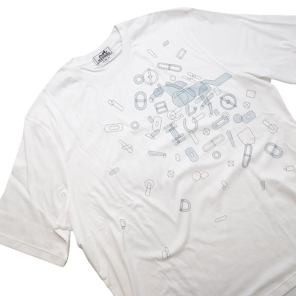エルメス Tシャツ フラグメント・エクエストレス Fragments Equestres メンズサイズXXL HERMES トップス 白