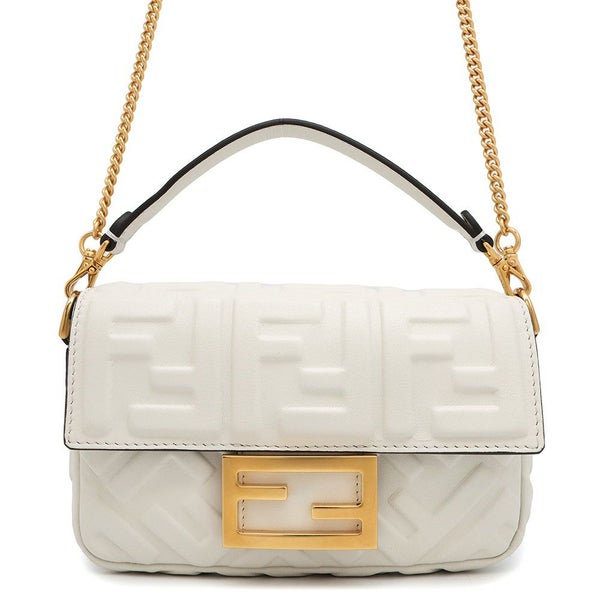 フェンディ ハンドバッグ FFモチーフ バゲット ミニ 8BS017 FENDI 2way 白