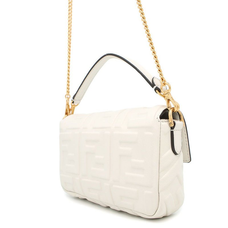 フェンディ ハンドバッグ FFモチーフ バゲット ミニ 8BS017 FENDI 2way 白