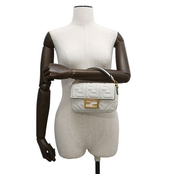 フェンディ ハンドバッグ FFモチーフ バゲット ミニ 8BS017 FENDI 2way 白