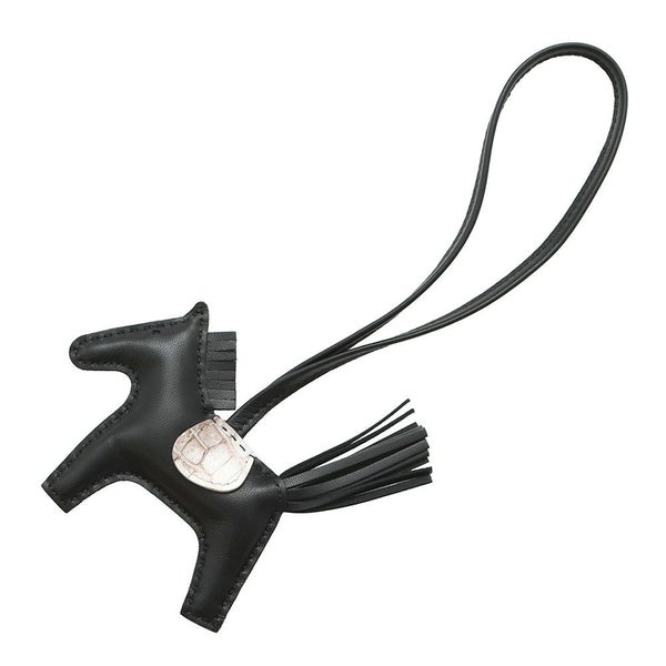 エルメス バッグチャーム ロデオ PM タッチ ブラック/ヒマラヤ ラムスキン/ニロティカスマット W刻印 黒