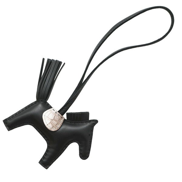 エルメス バッグチャーム ロデオ PM タッチ ブラック/ヒマラヤ ラムスキン/ニロティカスマット W刻印 黒