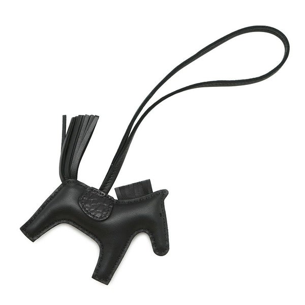 エルメス バッグチャーム ロデオ PM タッチ ブラック ラムスキン/アリゲーターマット W刻印 黒