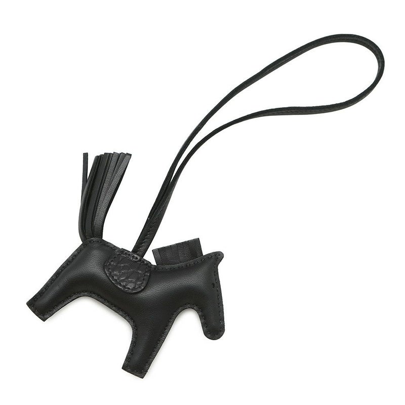 エルメス バッグチャーム ロデオ PM タッチ ブラック ラムスキン/アリゲーターマット W刻印 黒