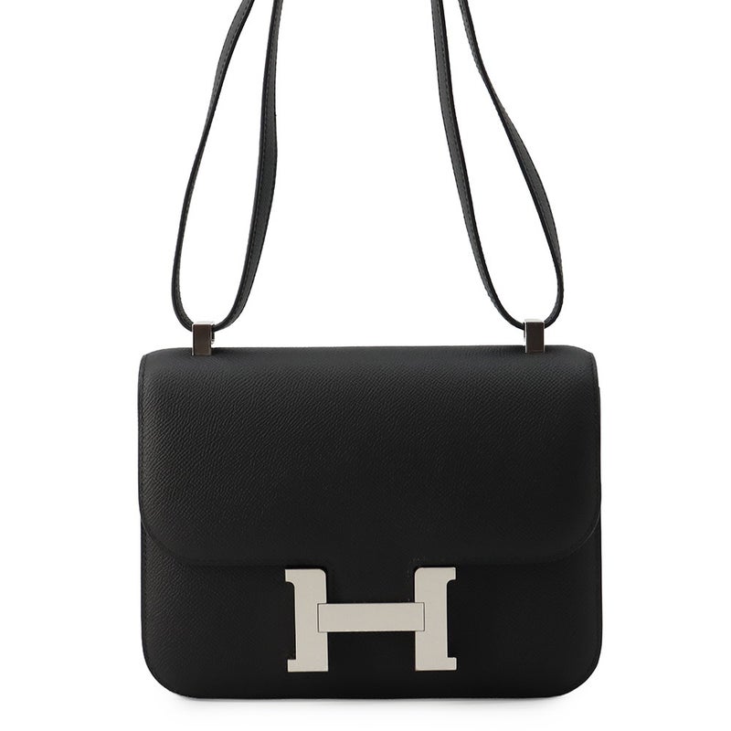 エルメス ショルダーバッグ コンスタンス24 ミロワール ブラック/シルバー金具 エプソン G刻印 HERMES Constance 黒