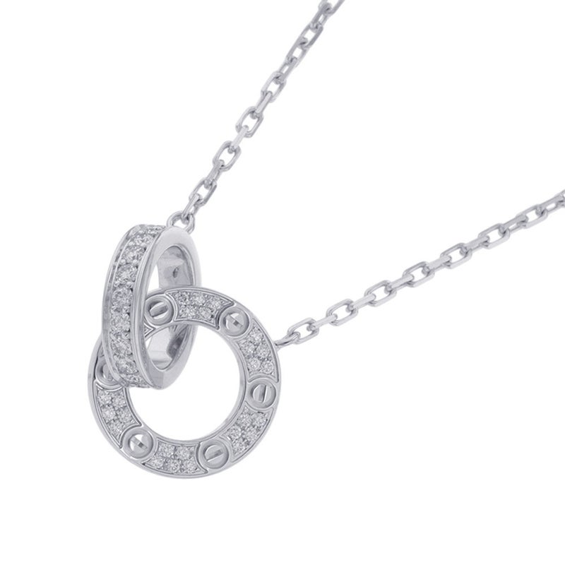 カルティエ ネックレス LOVE サークル パヴェセッティング ダイヤ 48P 計0.30ct K18WG B7216300 Cartier ペンダント