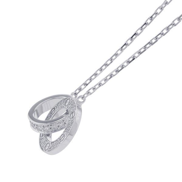 カルティエ ネックレス LOVE サークル パヴェセッティング ダイヤ 48P 計0.30ct K18WG B7216300 Cartier ペンダント