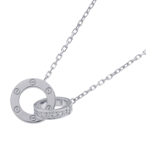カルティエ ネックレス LOVE サークル パヴェセッティング ダイヤ 48P 計0.30ct K18WG B7216300 Cartier ペンダント