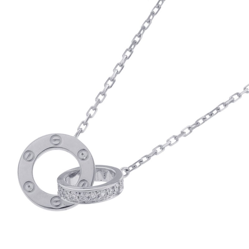 カルティエ ネックレス LOVE サークル パヴェセッティング ダイヤ 48P 計0.30ct K18WG B7216300 Cartier ペンダント
