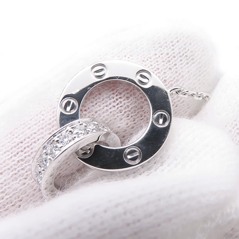 カルティエ ネックレス LOVE サークル パヴェセッティング ダイヤ 48P 計0.30ct K18WG B7216300 Cartier ペンダント