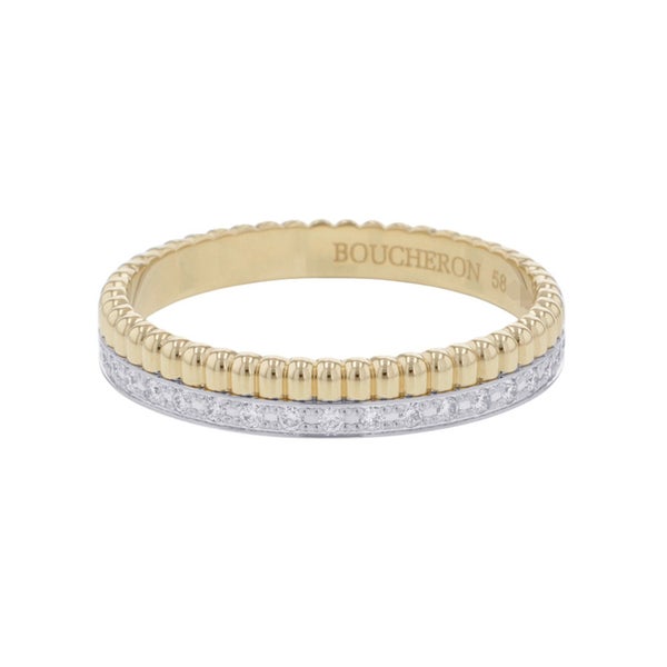 ブシュロン リング キャトル ラディアント ハーフ フルパヴェ ダイヤ 33P 計0.24ct K18YG/K18WG サイズ58 JAL00134 指輪