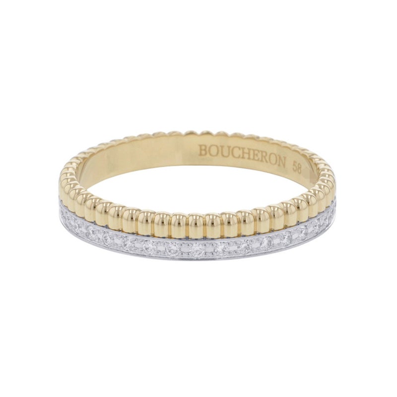 ブシュロン リング キャトル ラディアント ハーフ フルパヴェ ダイヤ 33P 計0.24ct K18YG/K18WG サイズ58 JAL00134 指輪