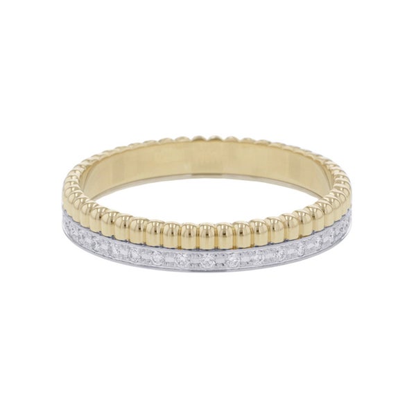 ブシュロン リング キャトル ラディアント ハーフ フルパヴェ ダイヤ 33P 計0.24ct K18YG/K18WG サイズ58 JAL00134 指輪