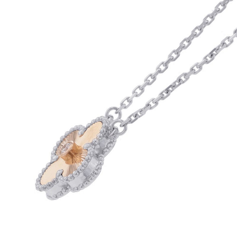 ヴァンクリ ネックレス ヴィンテージ アルハンブラ ギヨシェ ダイヤ 1P K18WG/K18PG VCARPNTH00 2024年ホリデー限定
