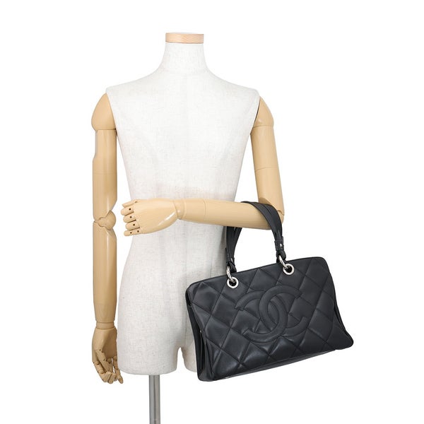 シャネル トートバッグ マトラッセ ココマーク キャビアスキン A46885 CHANEL 黒