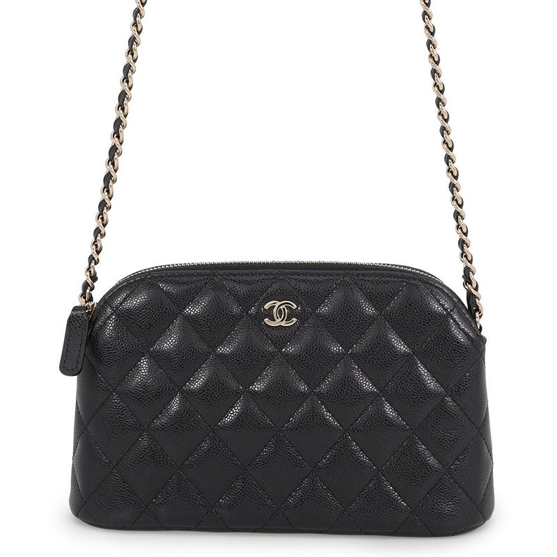 シャネル チェーンショルダーバッグ ココマーク クラシック マトラッセ キャビアスキン AP4016 CHANEL 黒