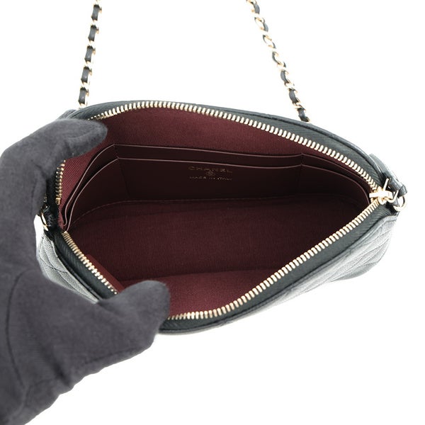 シャネル チェーンショルダーバッグ ココマーク クラシック マトラッセ キャビアスキン AP4016 CHANEL 黒