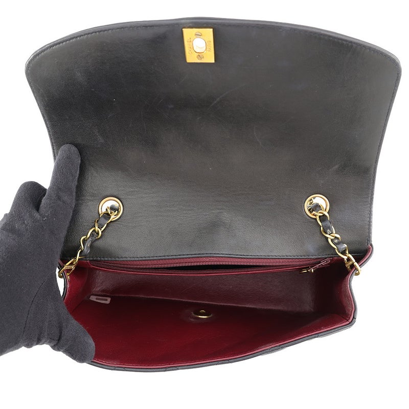シャネル チェーンショルダーバッグ マトラッセ25 ココマーク ダイアナ ラムスキン A01165 CHANEL 黒