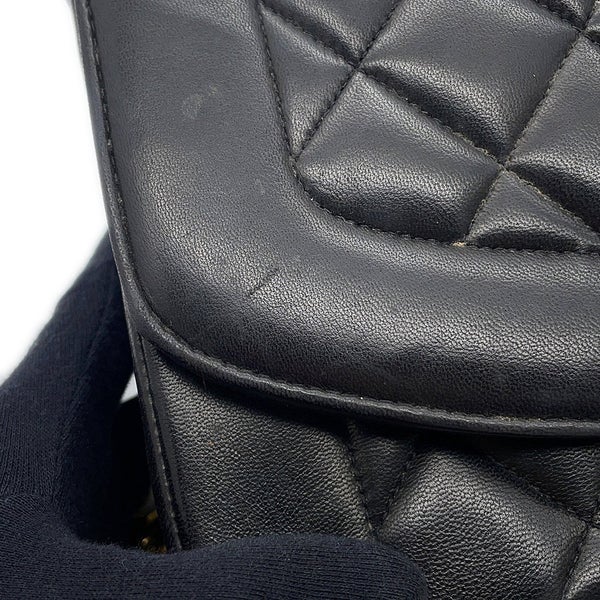 シャネル チェーンショルダーバッグ マトラッセ25 ココマーク ダイアナ ラムスキン A01165 CHANEL 黒