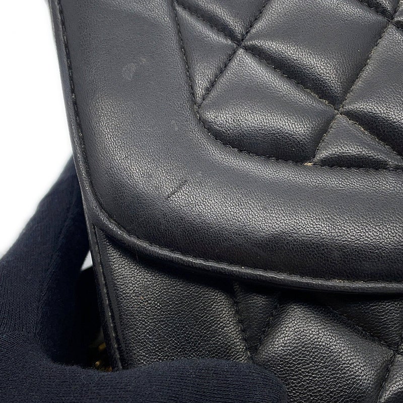 シャネル チェーンショルダーバッグ マトラッセ25 ココマーク ダイアナ ラムスキン A01165 CHANEL 黒